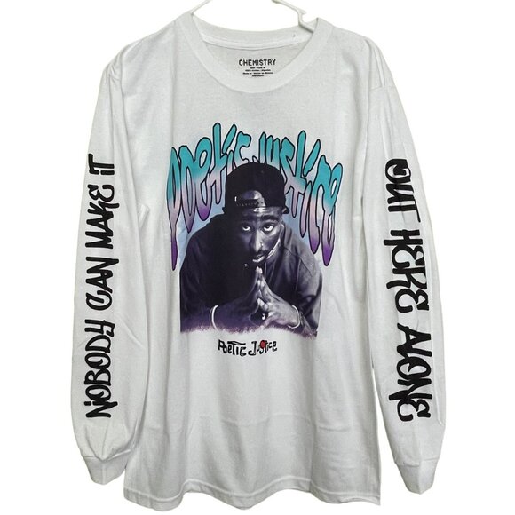 Tupac Shakur Unisex Long Sleeve Graphic Tee Size Small NWOT Poetic Justice - Picture 1 of 3